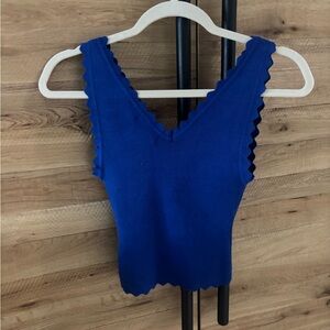 Workshop Republic Women’s Royal Blue Scalloped Tank Top Size M